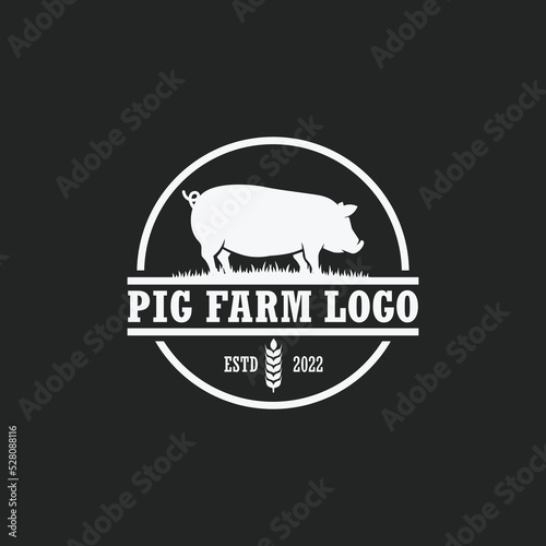 Pig farm logo vector. Cattle farm logo