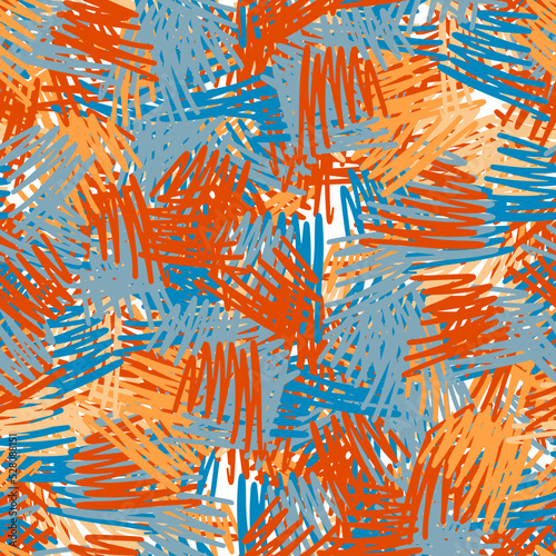 Fantasy messy freehand doodle geometric shapes seamless pattern.  Infinity ditsy scribble abstract card, layout.