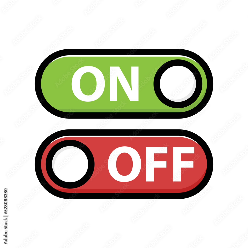 On and Off Switch Button with Letter Mockup or User Interface Template Modern Device - Green and Red on White Background - Vector Illustration Graphic Design On and Off Switch Button with Letter Mockup or User Interface Template Modern Device - Green and Red on White Background - Vector Illustration Graphic Design