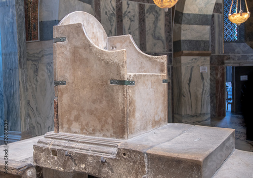 The Aachen royal throne, also known as the throne of Charlemagne, is a throne erected in the 790s on behalf of Emperor Charlemagne, which forms the center of today's Aachen 