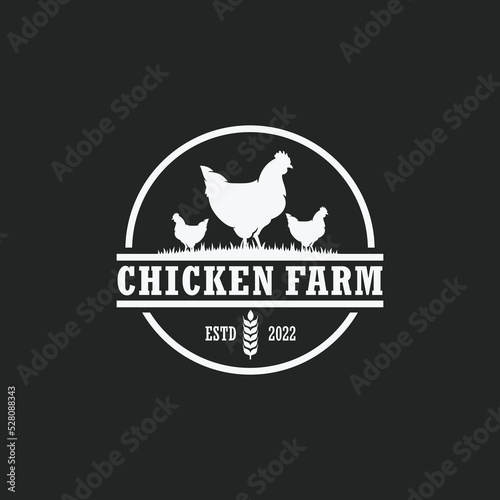 Chicken farm logo vector. Cattle farm logo