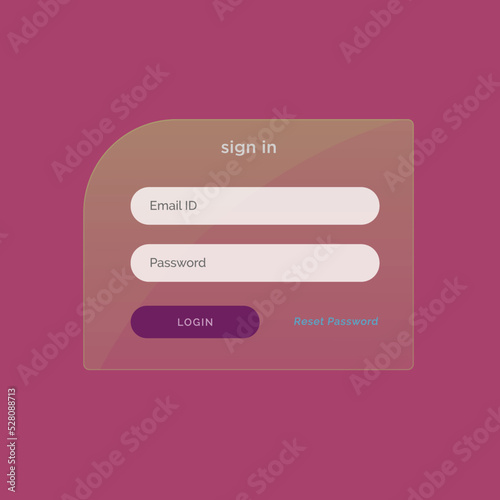 sign in, Login page, Vector template design.