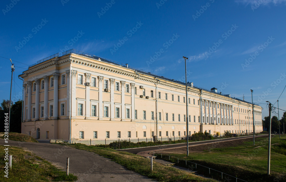 Vladimir, Russia - August, 17, 2022: facade of the historical building of the Museum-reserve and the Museum of Ancient Russian Architecture