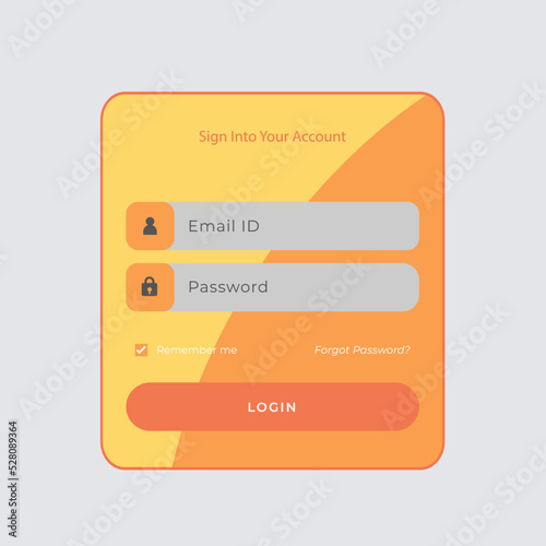 login panel, modern login page design template.