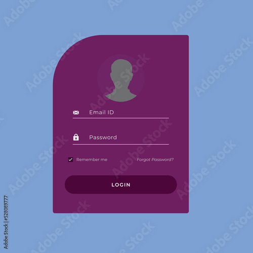 sign in, login screen, Vector template for your design, Website ui concept.