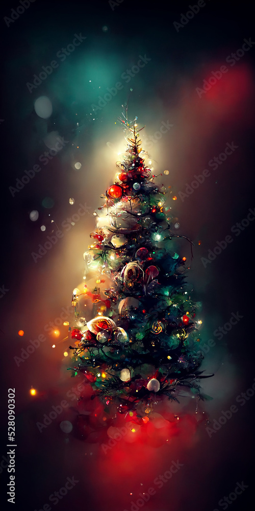 abstarct christmas tree on blured backgroun poster ratio