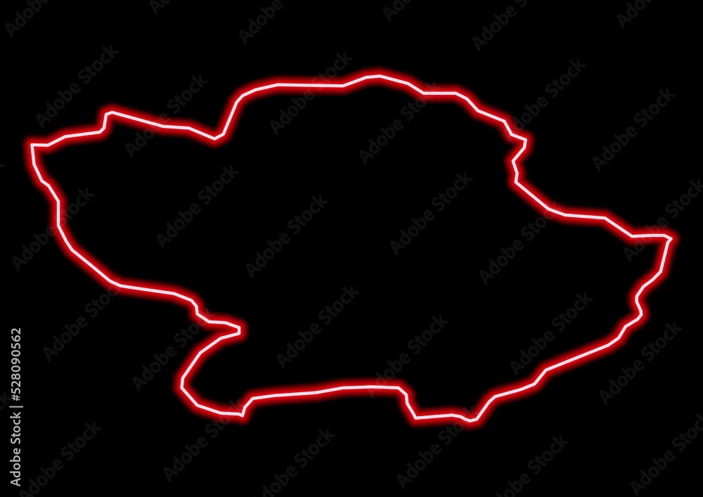Red glowing neon map of Angus United Kingdom on black background. Red glowing neon map of Angus United Kingdom on black background.