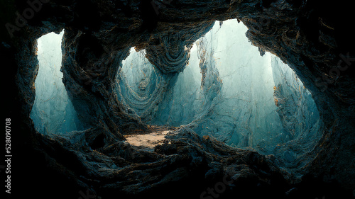Dark medieval castle dungeon tunnel ,Dark underground corridor in a dungeon with light