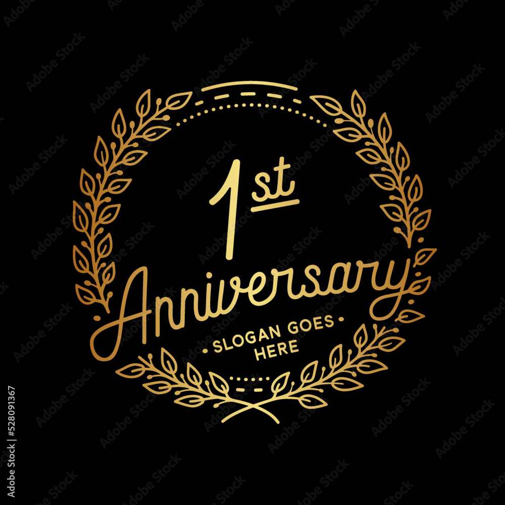1 year anniversary celebrations design template. 1st logo. Vector and illustrations.
