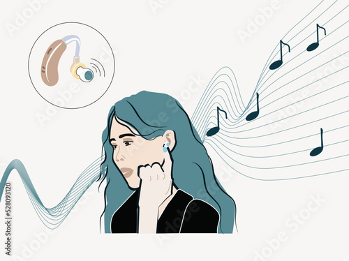 deaf girl hears the sound of music through a hearing aid