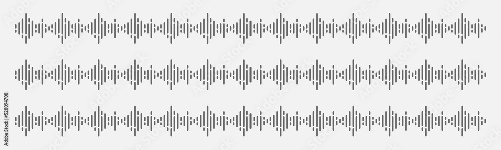 Monochrome soundwave lines. Sound wave equalizer Sound and music audio waves.Volume audio scales lines music line vibration sat