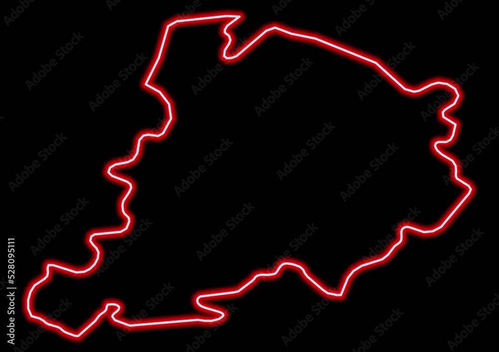 Red glowing neon map of Bologna Italy on black background. Red glowing neon map of Bologna Italy on black background.