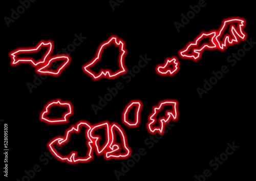 Red glowing neon map of Bolama Guinea Bissau on black background. photo