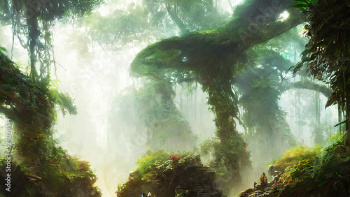 green forest landscape with sunlight