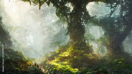 green forest landscape with sunlight