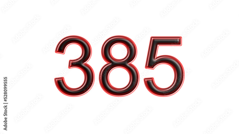 red 385 number 3d effect white background red 385 number 3d effect white background