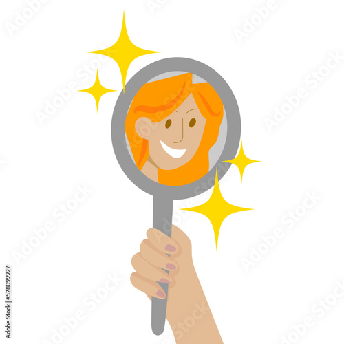beautyful woman female in the mirror