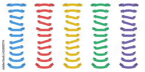 Ribbons Banners collection in different color. Banner ribbon vector set