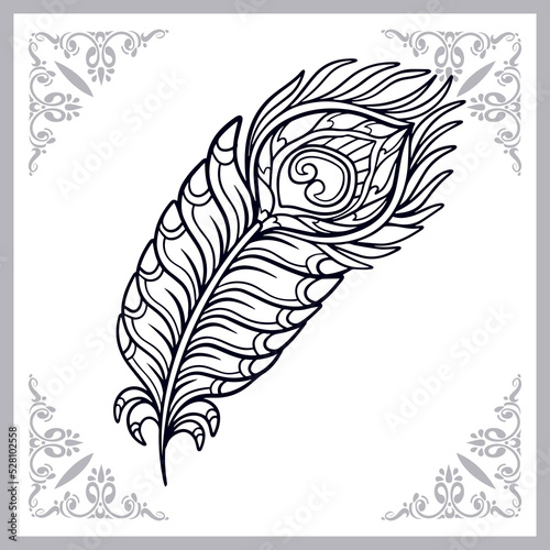Peacock bird zentangle arts isolated on white background