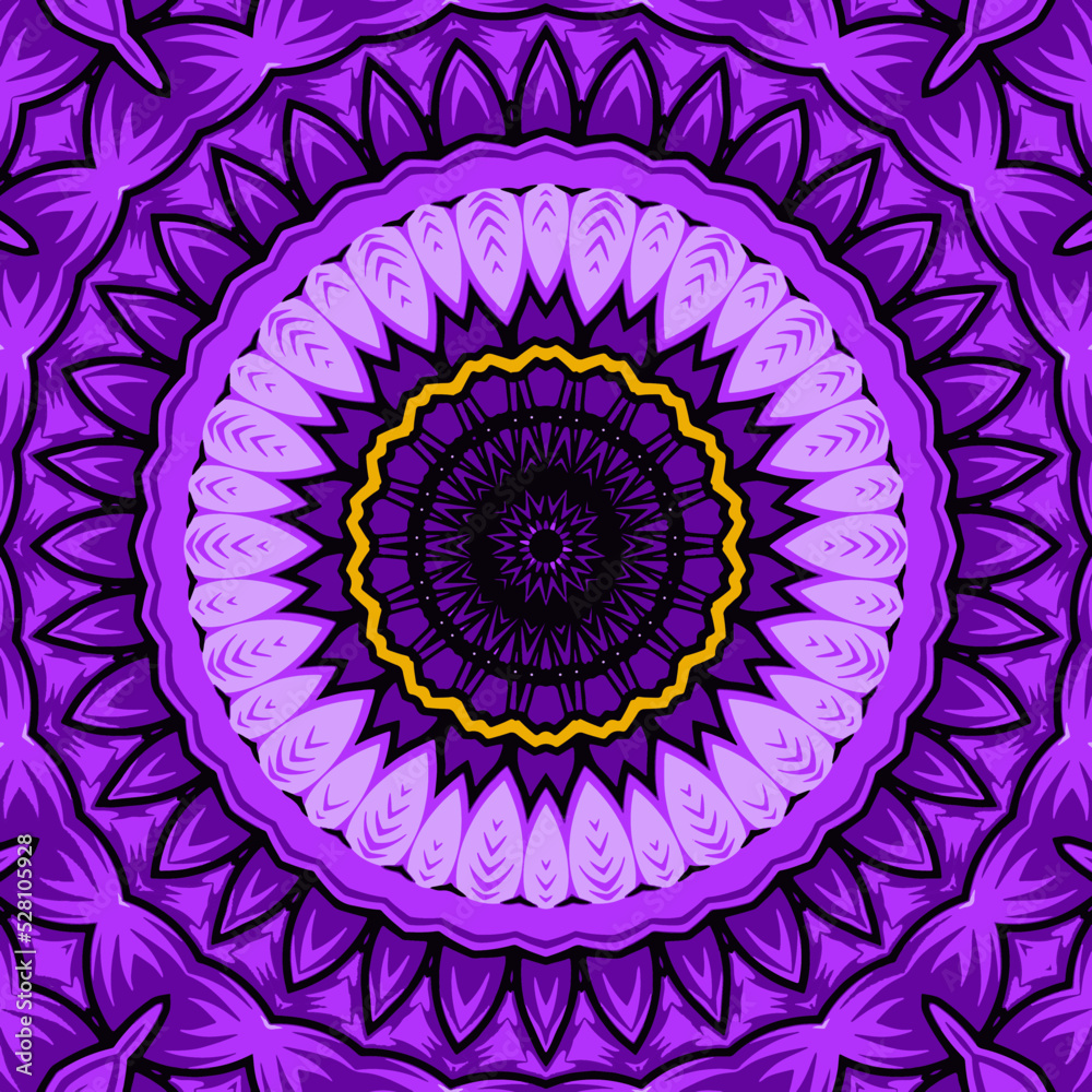 Obraz premium Seamless, vector, bright, ornate pattern with mandalas. Template for textiles, shawl, carpet, tile