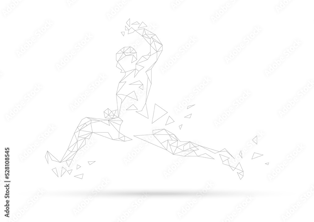 Concept of runner science technology, graphic polygon line with futuristic element vector illustration
