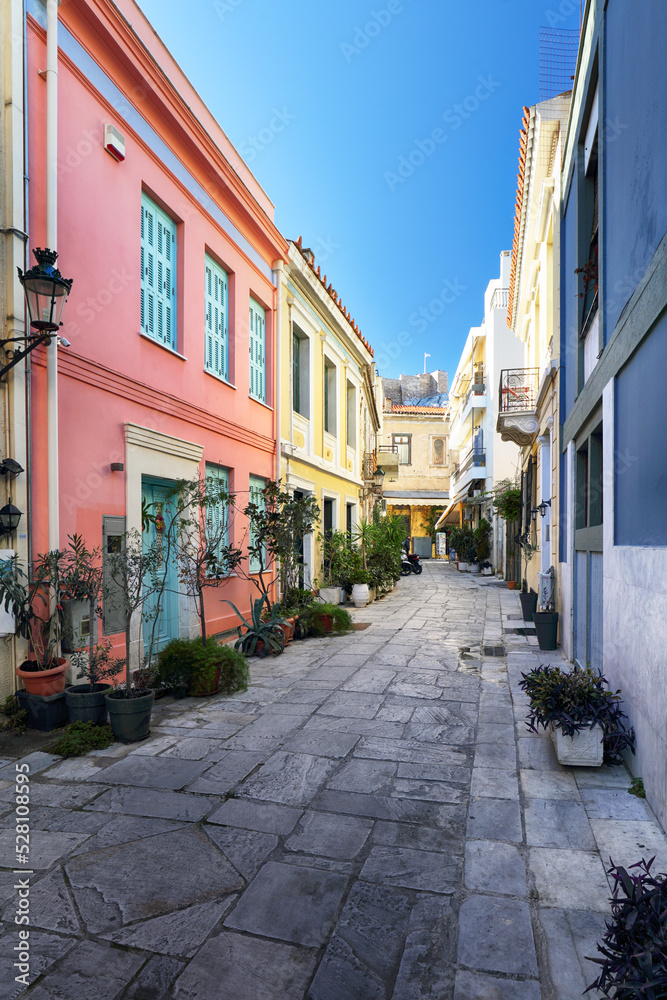 Athens - nice old street with acropolis view, Greece