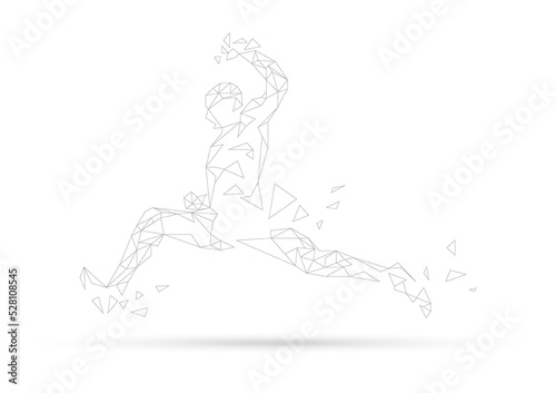 Concept of runner science technology, graphic polygon line with futuristic element vector illustration