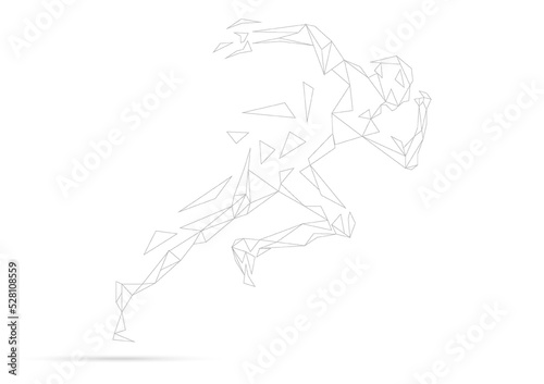 Concept of runner science technology, graphic polygon line with futuristic element vector illustration