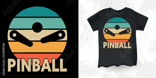 Retro Flipper Arcade Game Player Funny Pinball Wizard Retro Vintage Pinball T-shirt Design