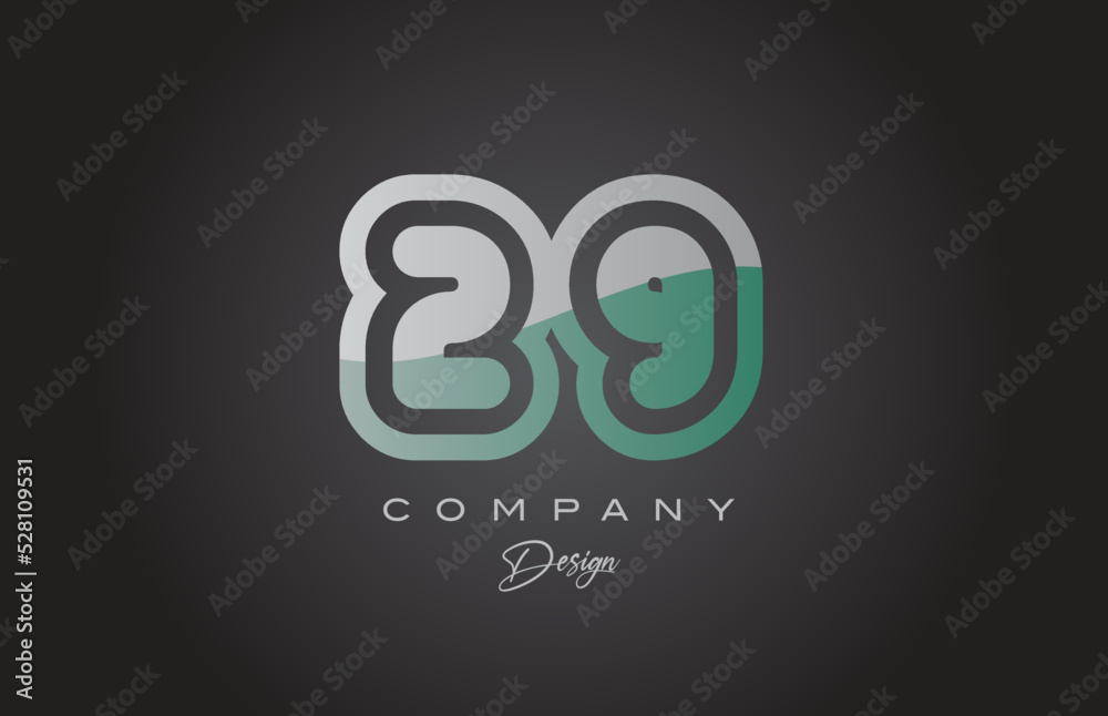 29 green grey number logo icon design. Creative template for company and business