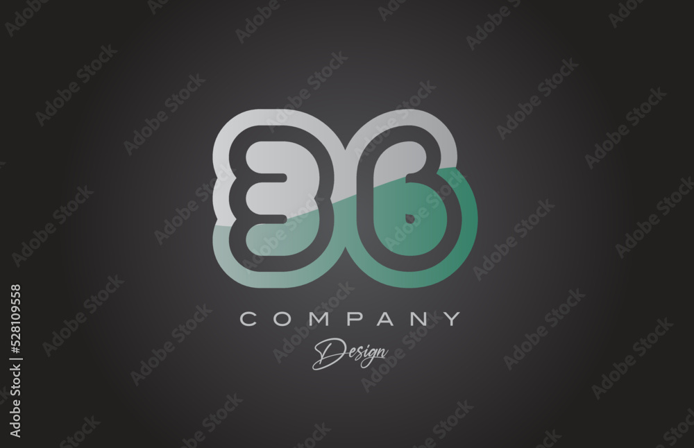 36 green grey number logo icon design. Creative template for company and business