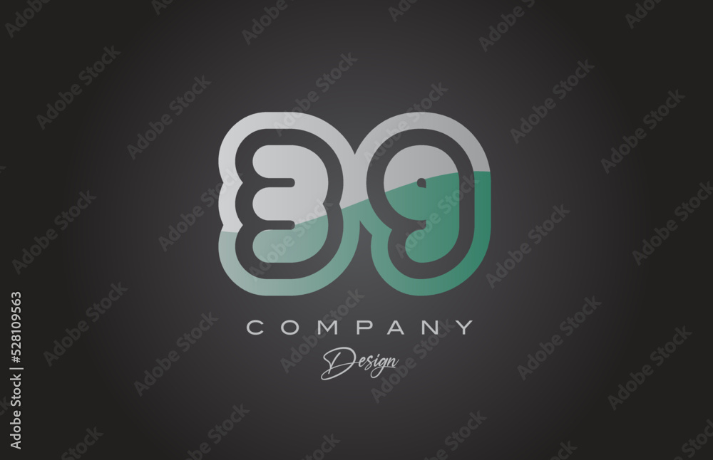 39 green grey number logo icon design. Creative template for company and business 39 green grey number logo icon design. Creative template for company and business