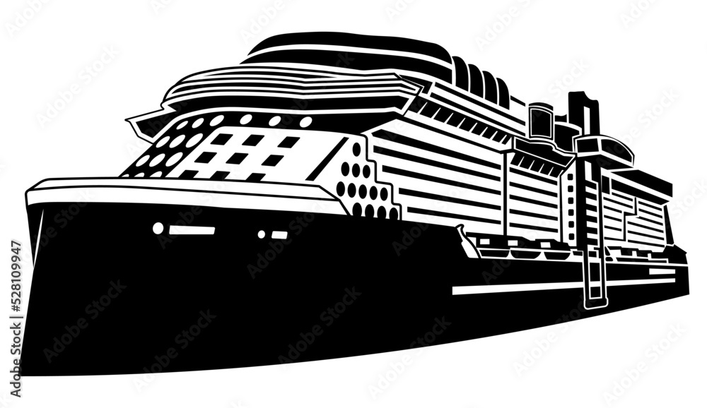 Naklejka premium big cruise ship vector