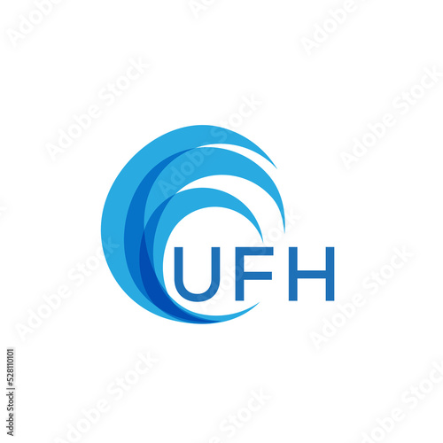 UFH letter logo. UFH blue image on white background. UFH Monogram logo design for entrepreneur and business. UFH best icon.
 photo