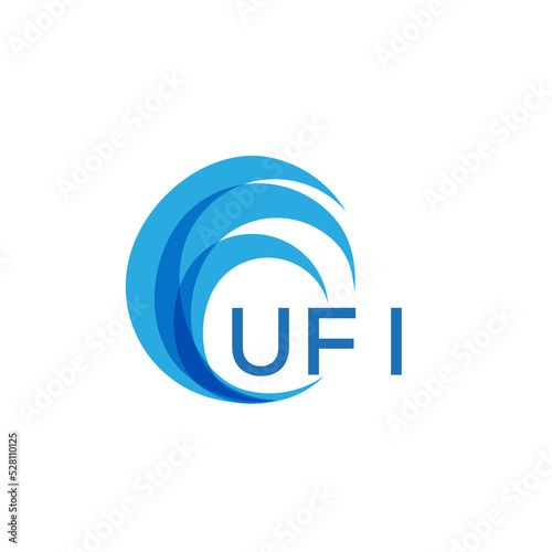 UFI letter logo. UFI blue image on white background. UFI Monogram logo design for entrepreneur and business. UFI best icon.
 photo