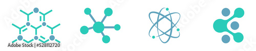 Set with chemical molecule vector icons. Chemical bond icons on white background. Molecular structure. Biology or medicine formula.