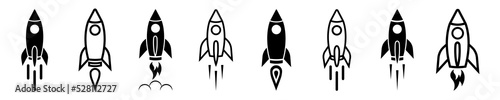 Fotografiet Set of rocket vector icons