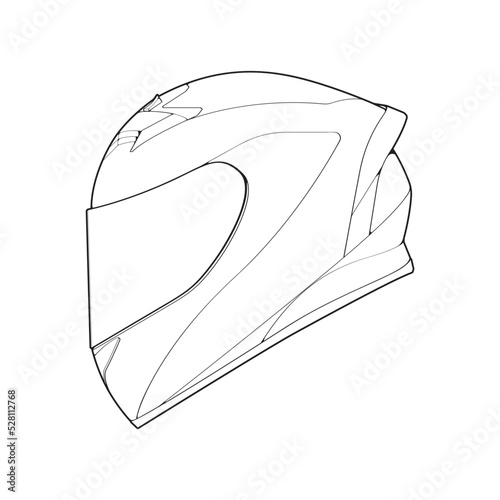 Template helmet full  face, line Art helmet Vector Illustration, Line art vector, helmet Vector
