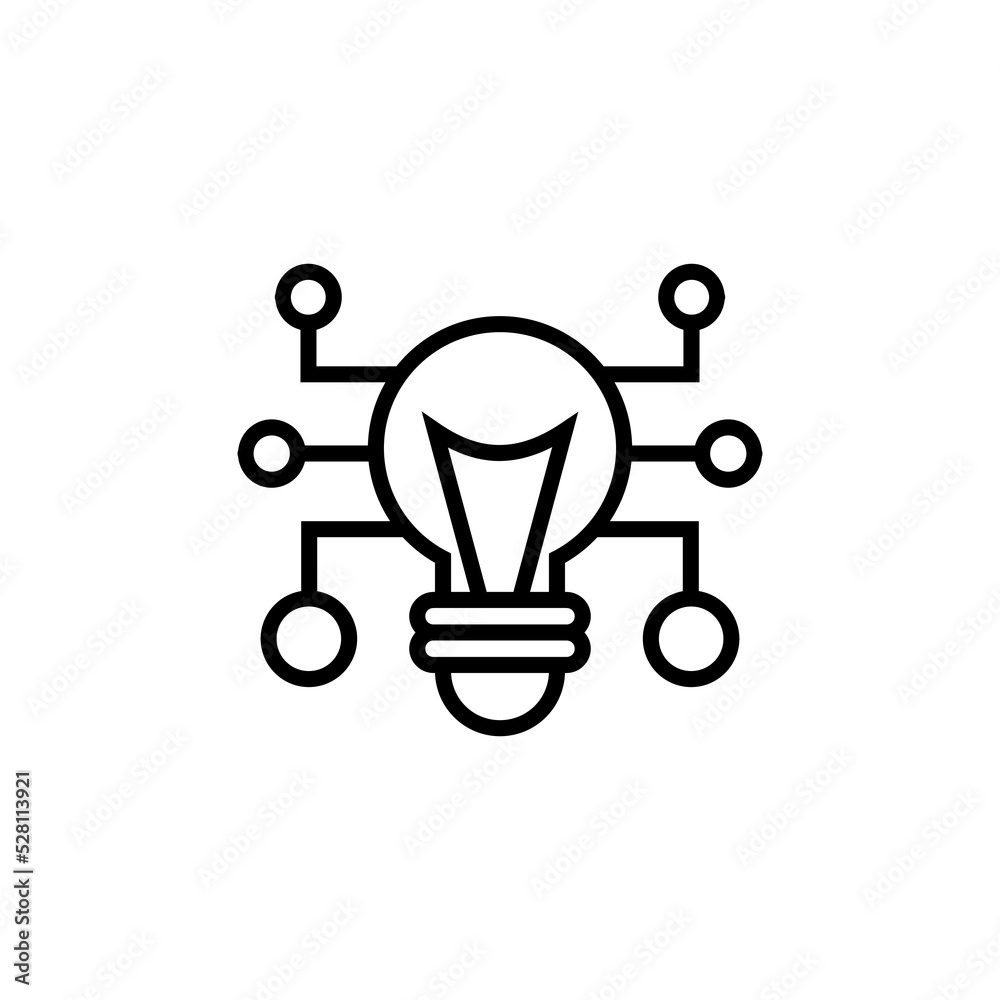Learning bulb line icon isolated on white background Learning bulb line icon isolated on white background