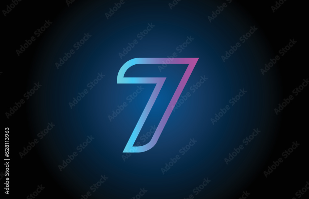 pink line 7 number logo icon design. Creative template for business and company pink line 7 number logo icon design. Creative template for business and company