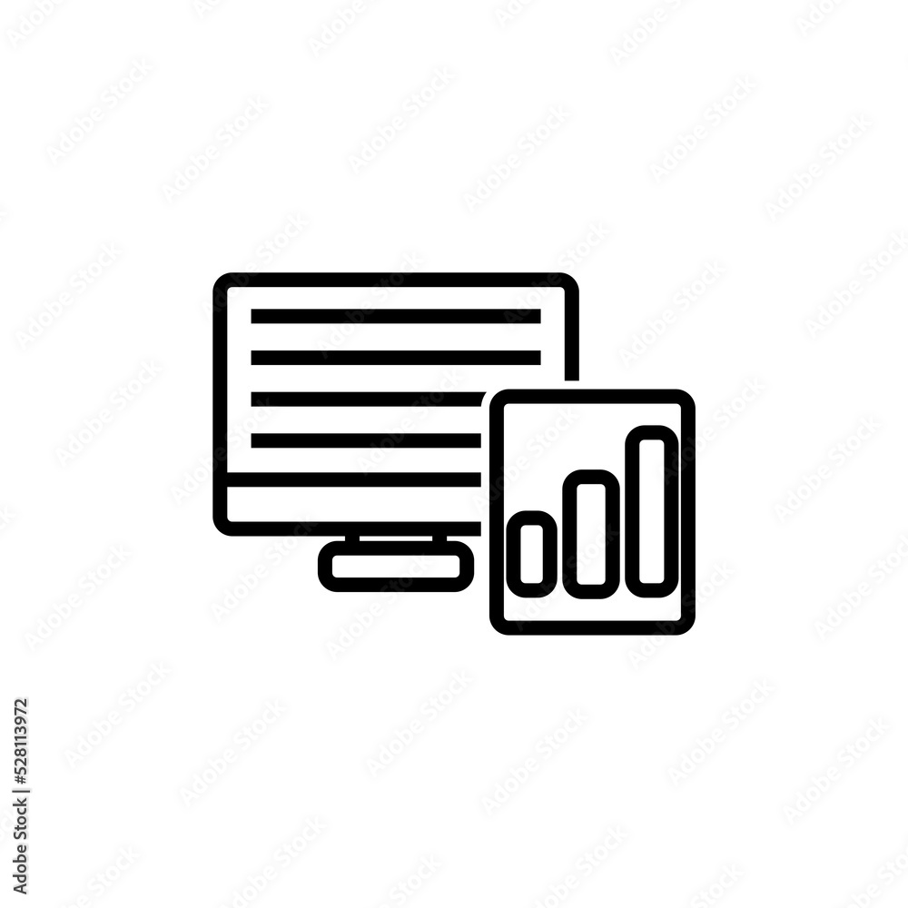 Report line icon isolated on white background Report line icon isolated on white background