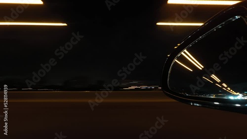 Driving along the night city with blurred lights. 4k hyperlapse video footage