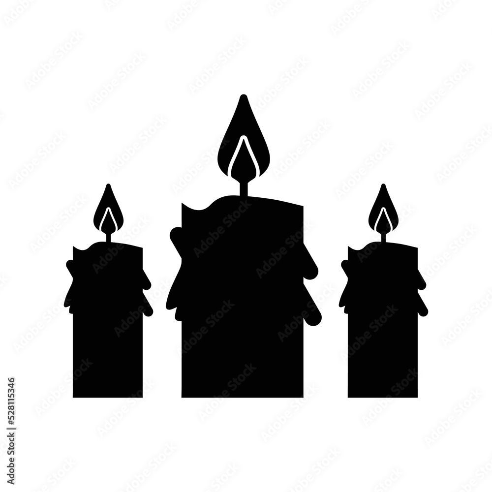 Fototapeta premium Burning spa stand candle light icon | Black Vector illustration |