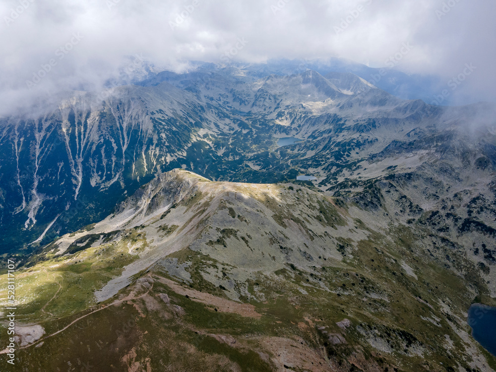 Fototapeta premium Aerial view of Pirin Mountain near Vihren Peak, Bulgaria