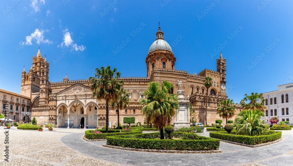 Palermo, Italy: July 6, 2020: Palermo Cathedral is the cathedral church of the Roman Catholic Archdiocese of Palermo, located in Palermo, Sicily, southern Italy.