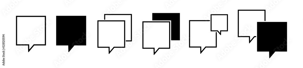 Speech Bubbles line icons set.Simple bubble chat icons.Talk bubbles.Empty speech clouds chat collection.Message box communication.Square Speech balloon. Speech Bubbles line icons set.Simple bubble chat icons.Talk bubbles.Empty speech clouds chat collection.Message box communication.Square Speech balloon.