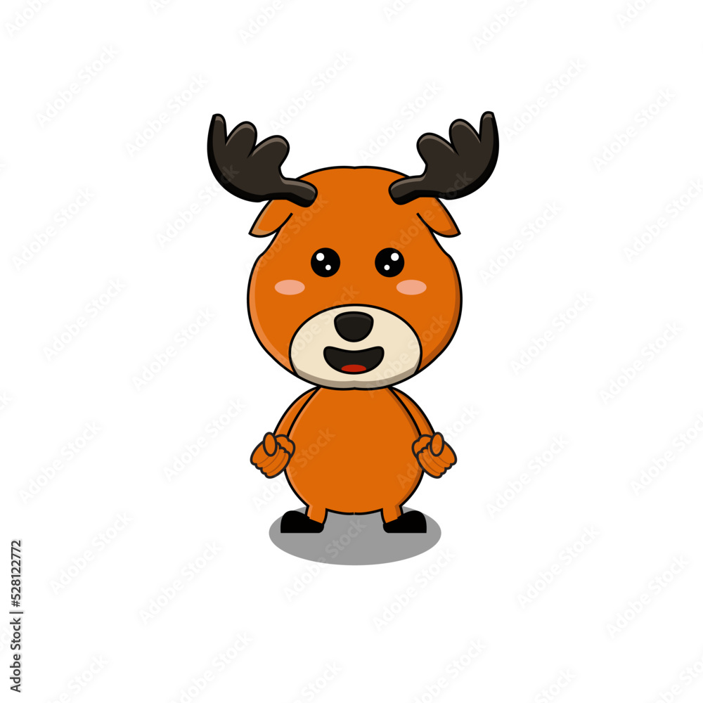 Obraz premium vektor illustation deer with funy face