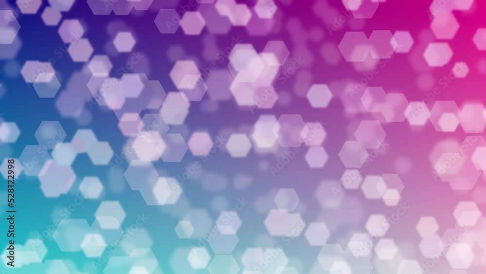 Motion graphics. pink and dark blue abstract defocused background, hexagon shape bokeh pattern