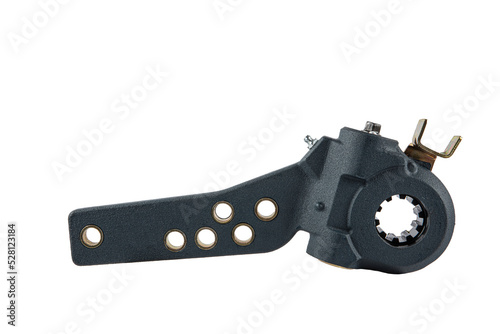 Slack adjuster.Brake slack adjuster on the gray background. Truck parts. Car parts. Parts on the gray background. Ratchet
