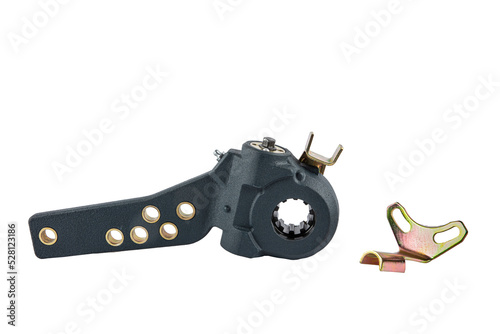 Slack adjuster.Brake slack adjuster on the gray background. Truck parts. Car parts. Parts on the gray background. Ratchet
